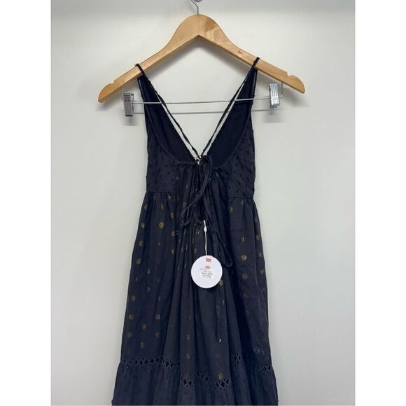 Anthropologie PQ Swim Maxi Dress Black Gold Size XS/S Shine Sleeveless NWT - Picture 5 of 10